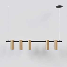 Pendente Tube Transpass Em Par 5,7X16,7X95Cm Alumínio 05Xmr16 - Qimpor... (PRETO / CHAMPANHE)
