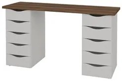 Mesa para Computador Escrivaninha Due Web Nogal/Branco - Artany