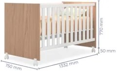 Berço Americano Mini Cama Com Rodízios Doce Sonho Carvalho/Branco - Qm