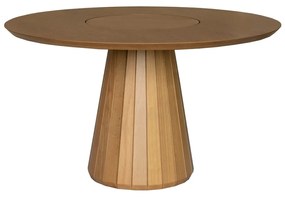 Mesa de Jantar Ripas com Disco Giratório - Carvalho Mel