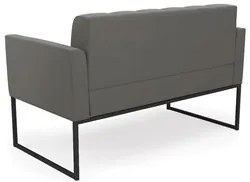 Sofá Namoradeira Base Industrial Preto Ana Suede Grafite - Ibiza