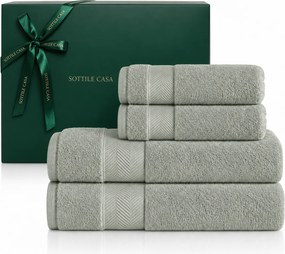 Kit 4 Pçs Toalhas Karsten 100% Algodão Santi c/ Caixa de Presente Natal - Verde Chá Verde Chá