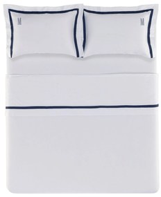 Jogo de Cama Trussardi Cetim 300 Fios Vercelli Branco e Azul Siciliano - Queen  Queen