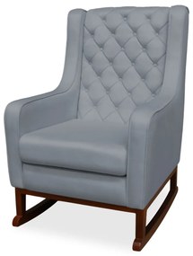 Kit Poltrona Amamentação Balanço Maju com Puff Flor Veludo - Cinza
