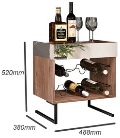 Adega para 6 Garrafas com Espelho Pés de Metal Aurora Marrom/Preto - Home Design - Marrom