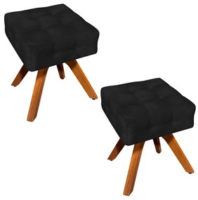 Puff Banqueta Decorativo Giratório MM30 Kit 2 Elisa Suede D03 - D'Rossi - Preto