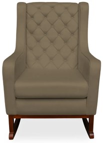 Kit Poltrona Amamentação Balanço Maju com Puff Flor Veludo - Marrom