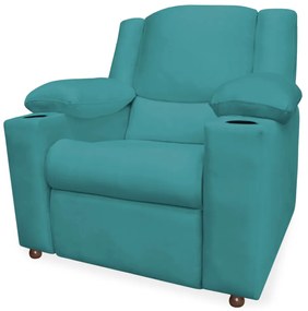 Poltrona Papai Manchester Reclinável Veludo Azul Tiffany