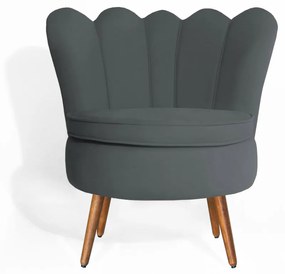 Poltrona Decorativa Dália Pés Palito Veludo Cinza