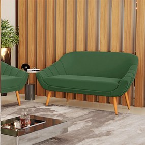 Namoradeira 02 Lugares Giovana Suede Pés Palito Castanho - D'Rossi - Verde