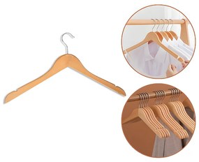 Kit 200 Cabides de Madeira Marfim Com Verniz Sem Barra