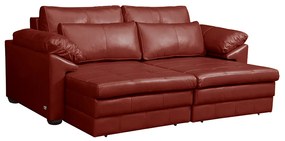 Sofá Decorativo Piece Bipartido Retrátil Sala de Estar 250cm Couro Vermelho G58 - Gran Belo