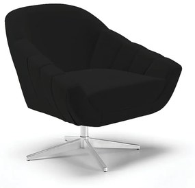 Poltrona Giratória Giovana Linho Preto A79 Base Cromada D03 - D'Rossi