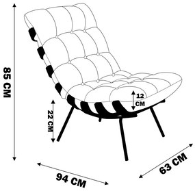 Poltrona Decorativa Sala de Estar Costela Couro Bege G34 - Gran Belo