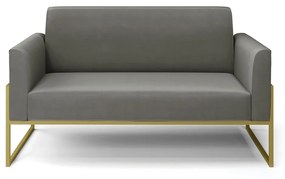 Sofá Namoradeira Base Industrial Alta Dourado Marisa Suede D03 - D'Rossi - Grafite