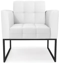 Poltrona Base Industrial Preto Kit 2 Ana Sintético Branco - Ibiza