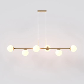 Pendente Six Retângular 124X25,5X27Cm Alumínio E Globo Ø12Cm Fosco 6Xg... (PRETO, FOSCO)