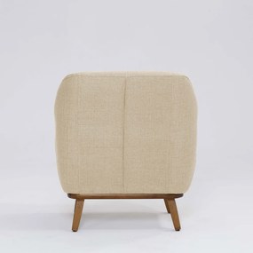 Poltrona Decorativa Pauline D07 Base Madeira Linho Marfim - D'Rossi