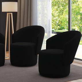 Poltrona Decorativa Orgânica Fixa para Sala Kit 2 Malu Suede M11 - D'Rossi - Preto