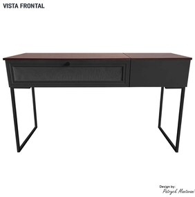 Penteadeira Escrivaninha Iron 136cm com Pés de Metal Imbuia/Preto - Vizzato - Marrom
