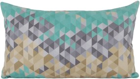 Capa almofada LYON Veludo estampado Triângulos Turquesa 30x50cm