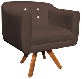 Kit 01 Namoradeira 02 Lugares e 02 Poltronas Giratória Julia Suede Marrom com Strass Base Madeira MM30 D'Rossi