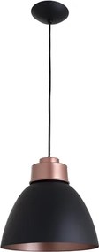 Pendente Alumínio Preto E Cobre Ø25cm New Industrial