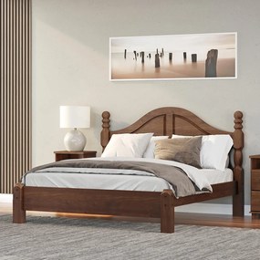 Cama de Casal Queen Size Madeira Maciça Naipe Café G74 - Gran Belo