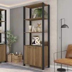 Guarda Roupa Solteiro Closet 73cm 2 Portas Una Mel/Preto C01 - Mpozena