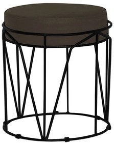 Puff Decorativo Sala de Estar Base Preto Chloe Suede Marrom G41 - Gran Belo