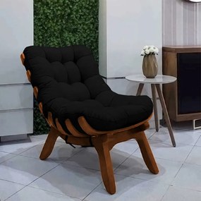 Poltrona Decorativa Costela Veludo Preto
