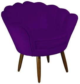 Poltrona Decorativa Pétala Pés Palito Veludo Roxo - Sheep Estofados - Violeta escuro