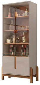 Cristaleira 02 Portas Lia 180 cm Off White e Cedro - D'Rossi