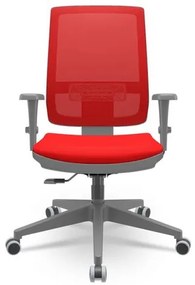 Cadeira Brizza Diretor Grafite Tela Vermelha Assento Aero Vermelho Base RelaxPlax Piramidal - 66410 Sun House