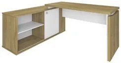 Mesa Escrivaninha em L Sharp e Gaveteiro 2 Gavetas May A06 Olmo/Branco