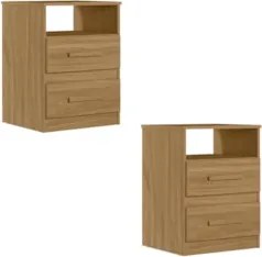 Mesa de Cabeceira Para Quarto 2 Gavetas Kit 2 Ares Z17 freijó - Mpozen