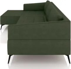 Sofá 4 Lugares 306cm Com Chaise Esquerdo Eko Couro Verde Z55 - Mpozena