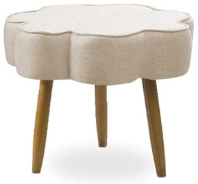 Puff Decorativo Pé Palito de Madeira Sala Flower Linho E03 - D'Rossi - Bege