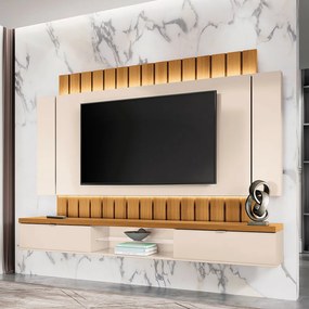 Painel Home Suspenso 2.2 para TV até 70" Sala de Estar Shawn Off White/Cinamomo G26 - Gran Belo