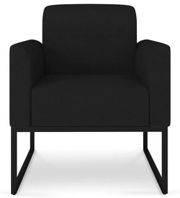 Poltrona Decorativa Isabella Base Industrial Linho Preto G19 - Gran Belo