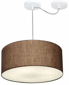 Lustre Pendente Cilíndrico Com Desvio De Centro Md-4147 Cúpula  50x25cm Café - Bivolt