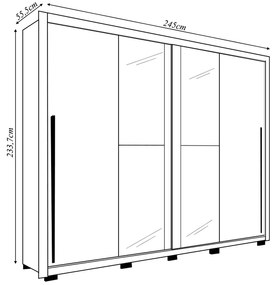 Guarda Roupa Lorian 245cm 2 Portas de Correr com Espelhos e 4 Gavetas em MDF Buriti/Fendi G11 - Gran Belo