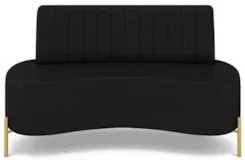 Sofá 2 Lugares 160cm Pés Aço Dourado Tamar Sintético Preto Z08 - Mpoze