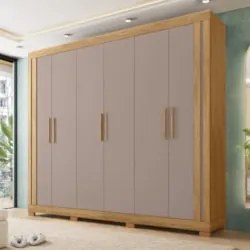 Guarda Roupa Casal 230cm Com 6 Portas Brasid Mel/Cacao C01 - Mpozenato