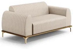 Sofá 210cm 3 Lugares Base Gold Molino D06 Suede C-309 Bege - Mpozenato