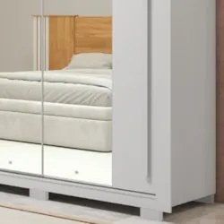Guarda Roupa Casal 245cm 2 Portas Espelho Scipio Branco C01 - Mpozenat
