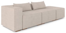 Sofá Versátil Sala de Estar Atlanta 338cm Modulado Veludo Bege G52 - Gran Belo