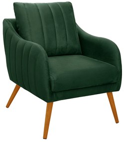 Poltrona Salem Veludo Pés Palito Castanho K01 - D'Rossi - Verde Militar