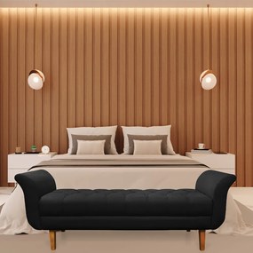 Recamier Olinda Suede 160 cm Pés Chanfrado Castanhos - D'Rossi - Preto