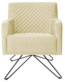 Poltrona Decorativa Nagoya Base Orby PU Sintético Bege G15 - Gran Belo